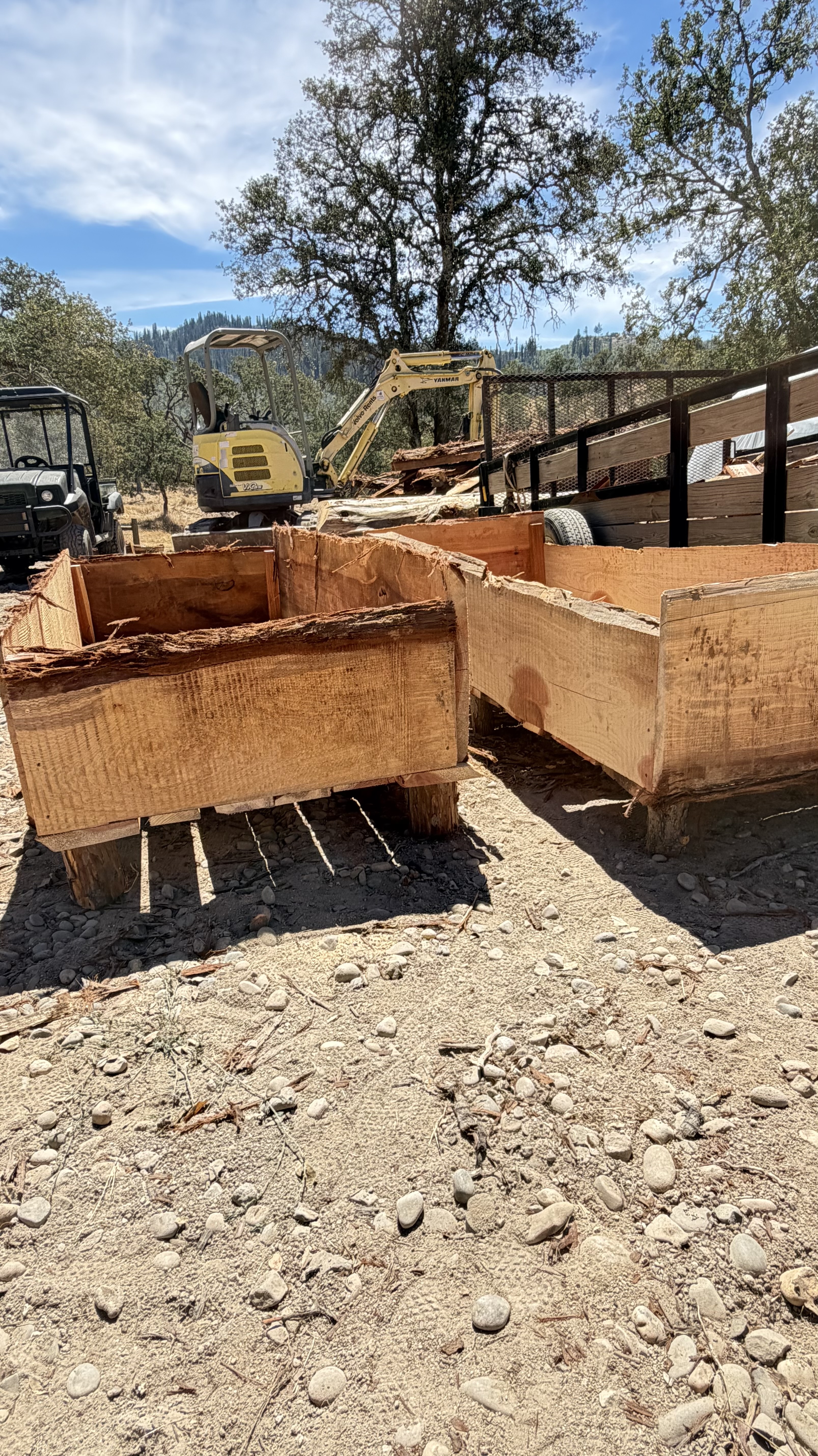 Custom redwood planter box under construction